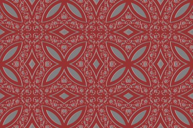 soyut kabartmalı retro dekor, kırmızı bir arka plan üzerinde gri renk çiçek deseni