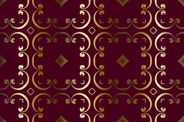 Abstrato retro decoração textura fundo padrão ouro cor em um vermelho escuro — Vetor de Stock