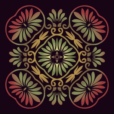 çiçek süsleme için baskı, nakış yuvarlak. etnik simetrik öğesi. desen