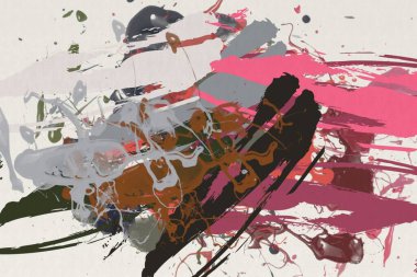 Renkli boya darbelerinin dokusu, farklı boyutlarda ve şekillerde fırçalarla bulanık noktalar. Stil suluboya, yağ grunge arka plan rengi, yağ, grunge arkaplan