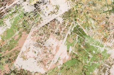 Renkli boya darbelerinin dokusu, farklı boyutlarda ve şekillerde fırçalarla bulanık noktalar. Stil suluboya, yağ grunge arka plan rengi, yağ, grunge arkaplan