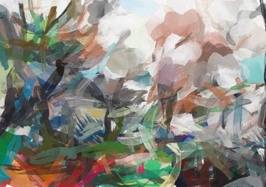 Renkli boya darbelerinin dokusu, farklı boyutlarda ve şekillerde fırçalarla bulanık noktalar. Stil suluboya, yağ grunge arka plan rengi, yağ, grunge arkaplan