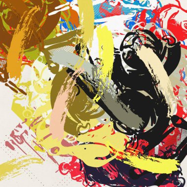 Renkli boya darbelerinin dokusu, farklı boyutlarda ve şekillerde fırçalarla bulanık noktalar. Stil suluboya, yağ grunge arka plan rengi, yağ, grunge arkaplan