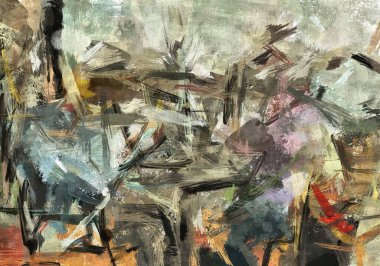 Şekillendirilmiş suluboya, yağ, grunge illüstrasyonunun soyut psikedelik arka planı, farklı boyut ve şekillerde renkli bulanık noktalar ve boya vuruşları