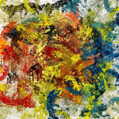 Renkli kaotik fırça darbelerinin farklı boyutlarda ve bulanık boya lekelerinin soyut psikedelik arka plan suluboya stili