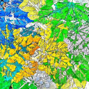 Renkli kaotik fırça darbelerinin farklı boyutlarda ve bulanık boya lekelerinin soyut psikedelik arka plan suluboya stili