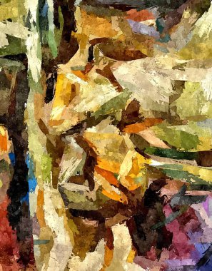 Renkli kaotik fırça darbelerinin farklı boyutlarda ve bulanık boya lekelerinin soyut psikedelik arka plan suluboya stili