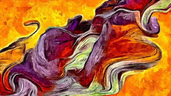 추상적 사이키델릭 물감의 색깔의 크기와 물감의 자국에서 수채화 — 스톡 사진