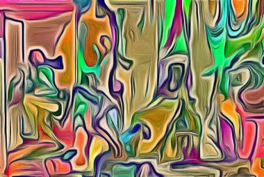 Renkli kaotik fırça darbelerinin farklı boyutlarda ve bulanık boya lekelerinin soyut psikedelik arka plan suluboya stili