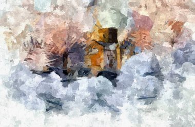 Renkli kaotik fırça darbelerinin farklı boyutlarda ve bulanık boya lekelerinin soyut psikedelik arka plan suluboya stili