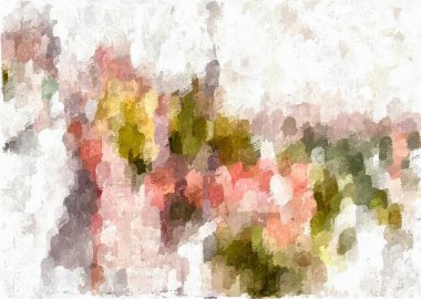 Renkli kaotik fırça darbelerinin farklı boyutlarda ve bulanık boya lekelerinin soyut psikedelik arka plan suluboya stili