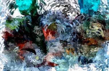 Renkli kaotik fırça darbelerinin farklı boyutlarda ve bulanık boya lekelerinin soyut psikedelik arka plan suluboya stili