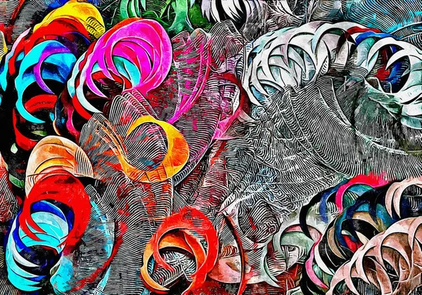 Abstrakte Psychedelische Hintergrundstilisierung Aquarell Aus Farbig Chaotischen Pinselstrichen Unterschiedlicher Größe — Stockfoto