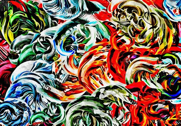Astratto Psichedelico Sfondo Acquerello Stilizzazione Pennellate Caotiche Colorate Diverse Dimensioni — Foto Stock