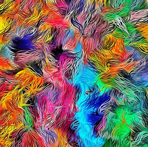 Αφηρημένη Ψυχεδελική Χρωματισμός Υποβάθρου Από Χρωματιστές Χαοτικές Πινελιές Διαφορετικών Μεγεθών — Φωτογραφία Αρχείου