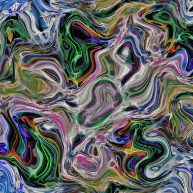 Soyut arkaplan. Psikedelik fraktal, fırça darbelerinin dokusu bulanık çizgilerin renkli boyası ve farklı şekil ve boyutlarda benekler..