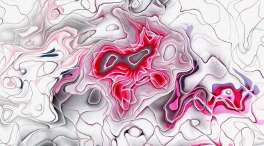 Soyut arkaplan. Psikedelik fraktal, fırça darbelerinin dokusu bulanık çizgilerin renkli boyası ve farklı şekil ve boyutlarda benekler..