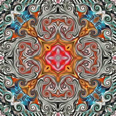 Soyut arkaplan. Psikedelik fraktal, fırça darbelerinin dokusu bulanık çizgilerin renkli boyası ve farklı şekil ve boyutlarda benekler..