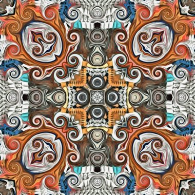 Soyut arkaplan. Psikedelik fraktal, fırça darbelerinin dokusu bulanık çizgilerin renkli boyası ve farklı şekil ve boyutlarda benekler..