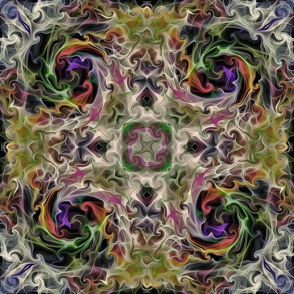 Abstracte Achtergrond Psychedelische Fractal Textuur Van Penseelstreken Van Gekleurde Verf — Stockfoto