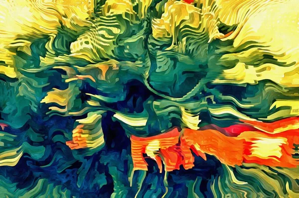 Abstract Background Psychedelic Fractal Texture Brush Strokes Colored Paint Blurred — Stock Photo, Image