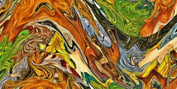 Abstrakter Hintergrund Psychedelische Fraktale Textur Von Pinselstrichen Aus Farbiger Farbe — Stockfoto