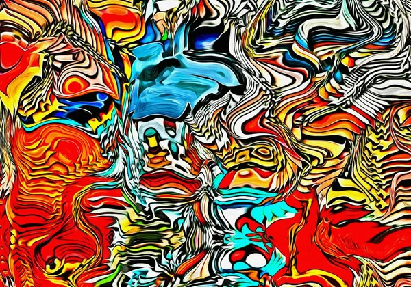 Abstracte Achtergrond Psychedelische Fractal Textuur Van Penseelstreken Van Gekleurde Verf — Stockfoto