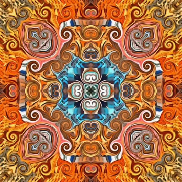 Abstrakte Symmetrische Musterpalette Teppichstruktur Der Elemente Der Pinselstriche — Stockfoto