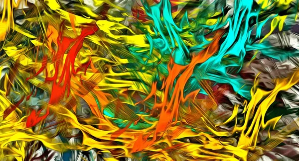 Abstracte Achtergrond Psychedelische Fractal Textuur Van Penseelstreken Van Gekleurde Verf — Stockfoto