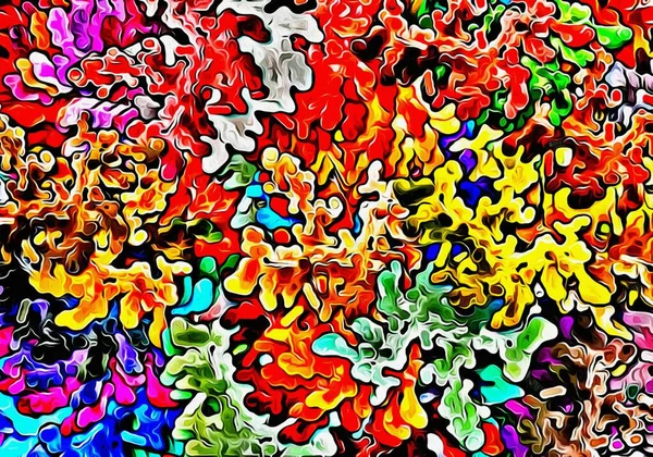 Fondo Abstracto Fractal Psicodélico Textura Pinceladas Pintura Coloreada Líneas Borrosas — Foto de Stock