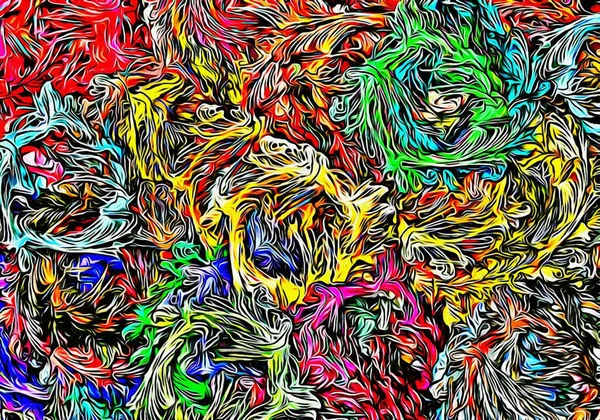 Latar Belakang Abstrak Fraktal Psikedelik Tekstur Sapuan Kuas Dari Cat — Stok Foto