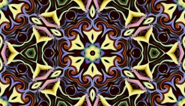 Soyut dekoratif çoklu renk dokusu kaleyidoskopik desen bilgisayar tarafından oluşturulan fraktal tasarım.