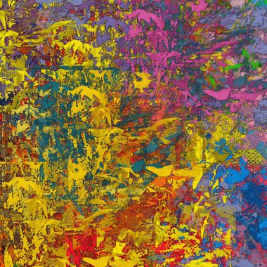 Suluboya, yağ, grunge arkaplan. Renkli boya darbelerinin dokusu, farklı boyutlarda ve şekillerde bulanık lekeler..