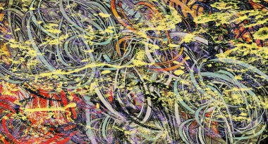 Suluboya, yağ, grunge arkaplan. Renkli boya darbelerinin dokusu, farklı boyutlarda ve şekillerde bulanık lekeler..