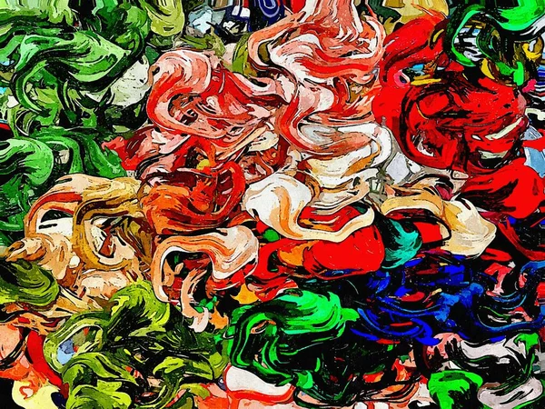 Штрихи Пятна Цветной Краски Кистями Разных Размеров Форм Психоделический Абстрактный — стоковое фото