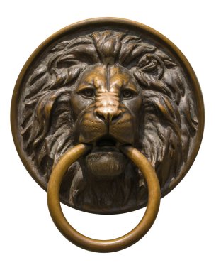 Aslan başını ağzına bir halka ile izole