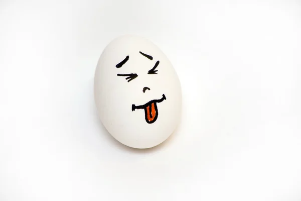 Ei mit einem hervorstehenden Zunge Emotionen Augen geschlossen — Stockfoto
