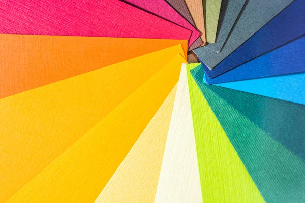 Farbpalettenführung Farbig Strukturierte Papiermuster Swatch Katalog Helle Und Saftige Regenbogenfarben — Stockfoto