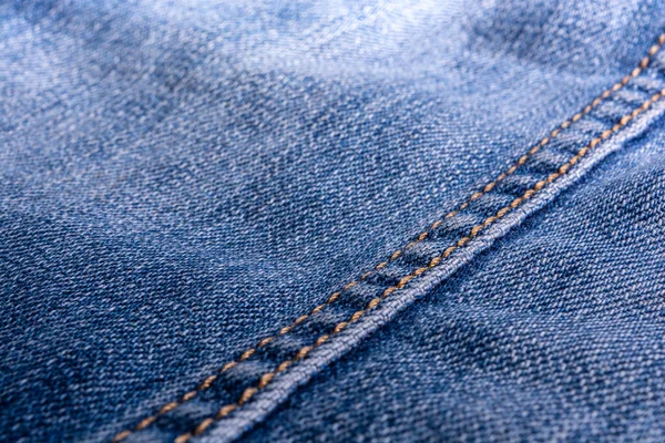 Tekstur Jeans Denim Jahitan Pada Kainnya Industri Ringan Gaya Fesyen — Stok Foto