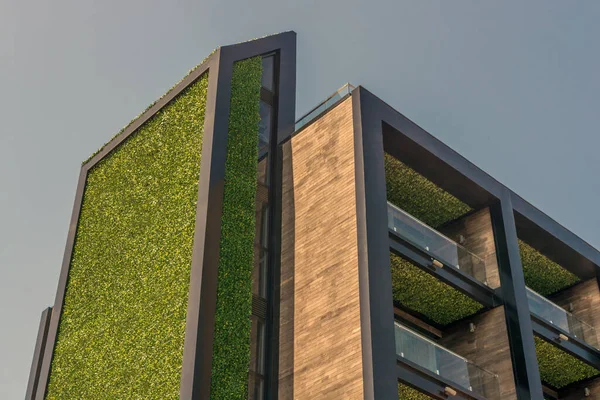 Moderno Edificio Gran Altura Hermosa Arquitectura Elementos Verdes Estilo Alta Imágenes de stock libres de derechos