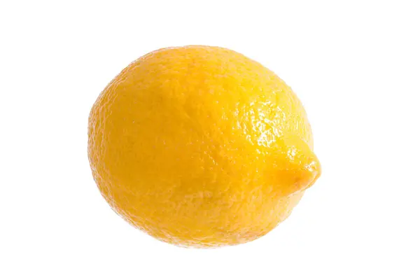 Satu Lemon Kuning Segar Diisolasi Pada Latar Belakang Putih Makanan — Stok Foto