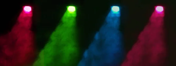 Θεατρικό Φως Μπλε Πράσινοι Και Κόκκινοι Προβολείς Μια Ακτίνα Φωτός — Φωτογραφία Αρχείου
