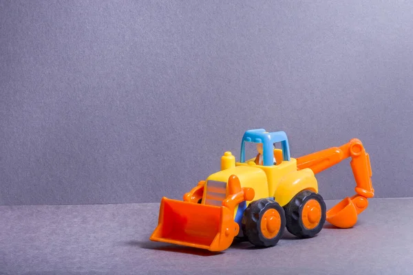 Gelber Bulldozer Schaufelwagen Bauen Verkehr Spielzeug Für Kleine Kinder — Stockfoto