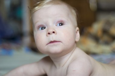 Şirin Bebek yalan yatak, portre, yumuşak odak