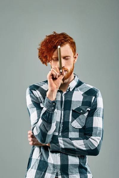 Red Hair Models. Bearded man. — Stock Photo, Image