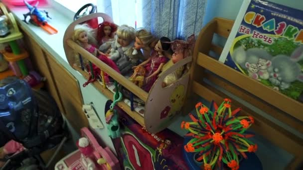 Intérieur Chambre Des Enfants Avec Différents Jouets — Video