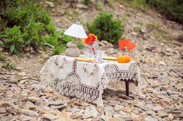 Romantic dinner on the nature concept