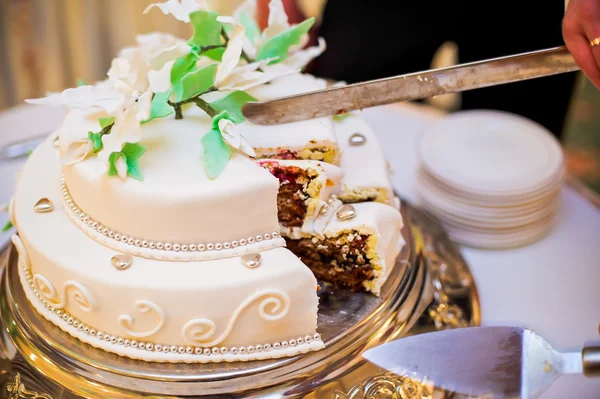 Cake with mastic and green leaves — Stock Photo, Image