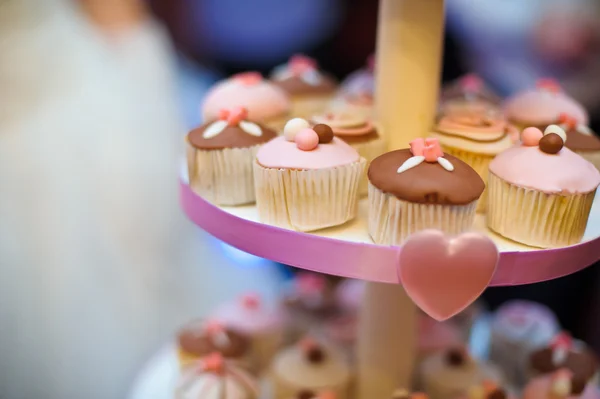 Mini cupcakes on a multi level tier — Stock Photo, Image