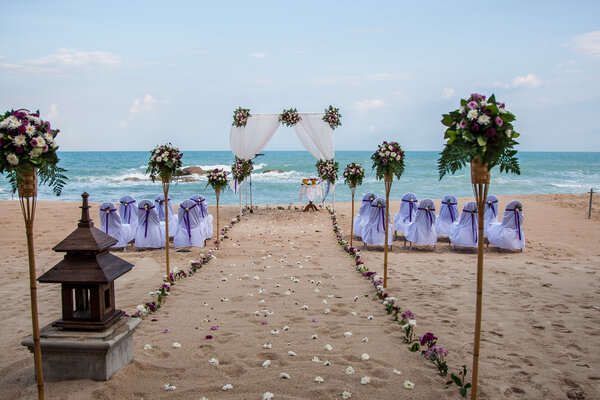 wedding setting on the beach